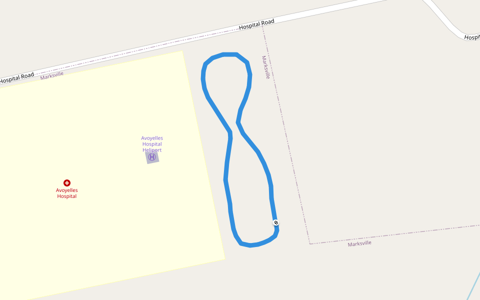 Avoyelles Hospital walking route map in Marksville