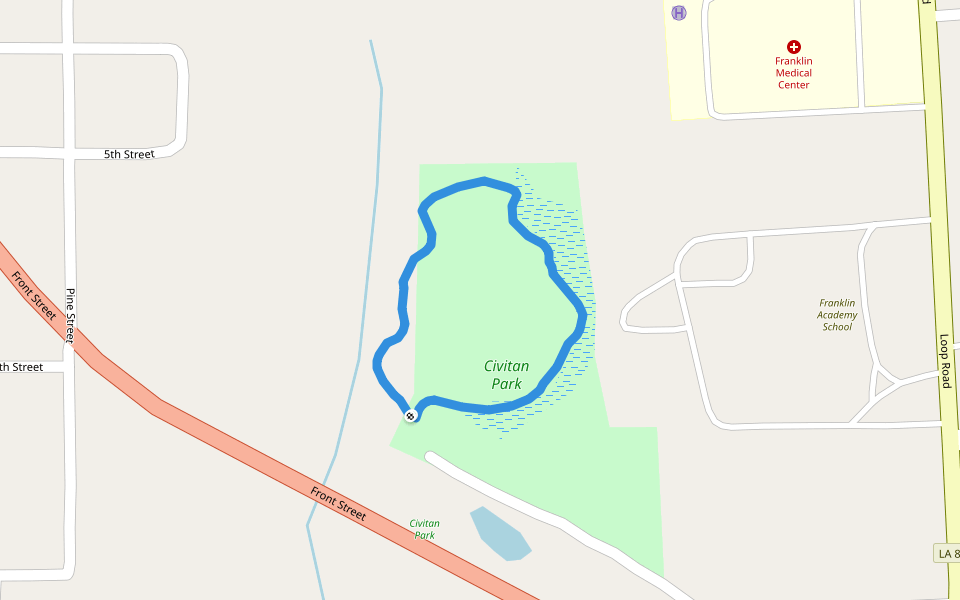 Civitan Park walking route map in Winnsboro