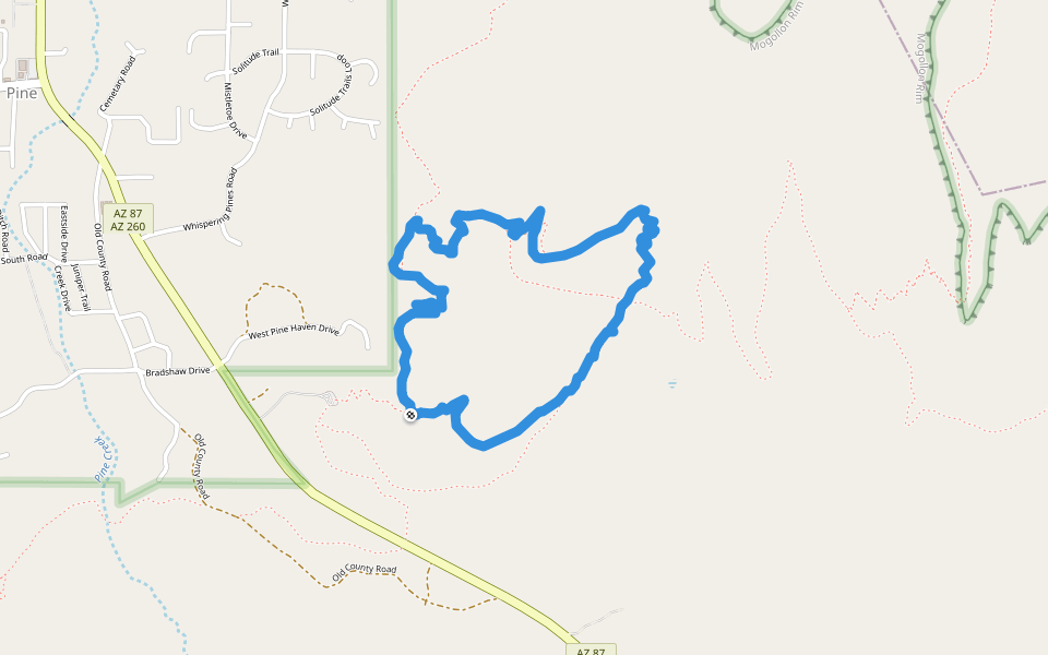Tonto National Forest - Trail #28 walking route map in Pine
