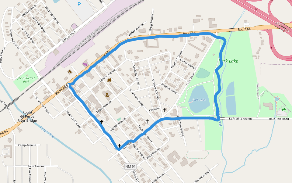 Park Lake walking route map in Santa Rosa