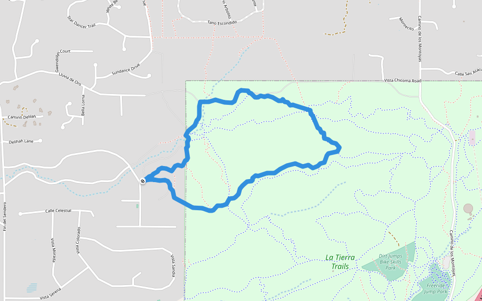 La Tierra Trails walking route map in Santa Fe