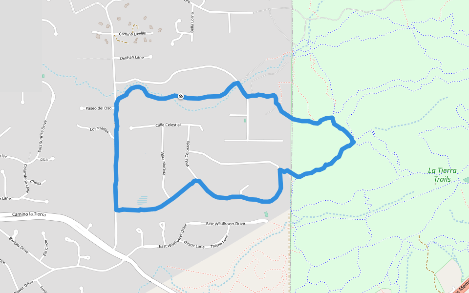 La Tierra Trails walking route map in Santa Fe