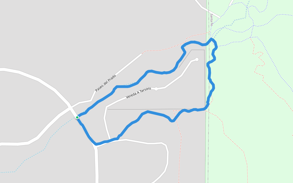 La Tierra Trails walking route map in Santa Fe