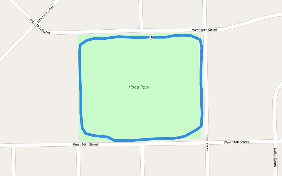 Hood Park walking route map in Plainview