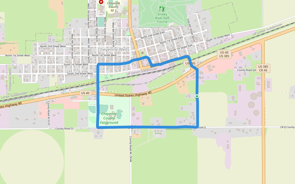 Medicine Arrow Park walking route map in Cheyenne Wells