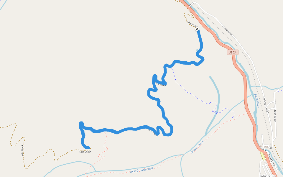 White River National Forest - Line Shack walking route map in Vail