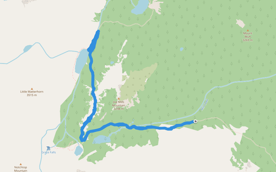 Joe Mills Mountain - Fern Lake Trail walking route map in Estes Park
