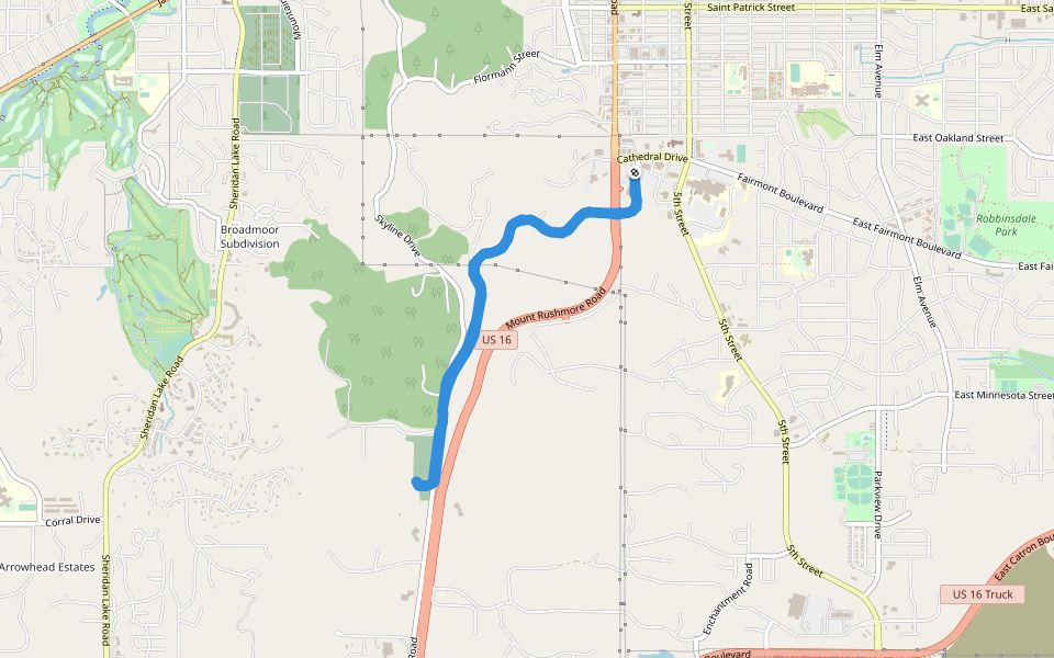 Zion Lutheran School - Tower Road walking route map in Rapid City