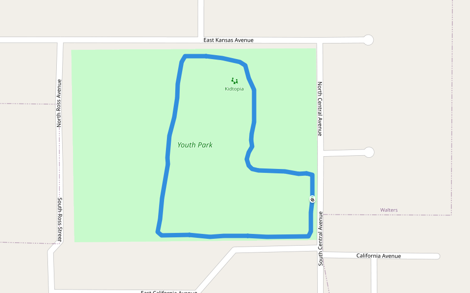 Youth Park walking route map in Walters