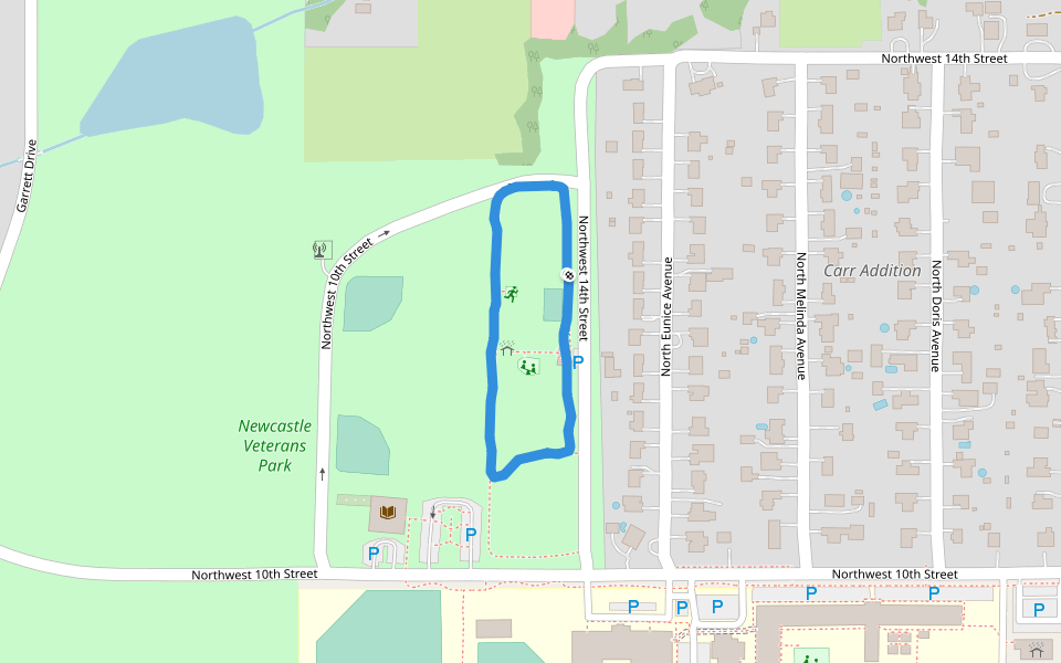 Newcastle Veterans Park walking route map in Newcastle