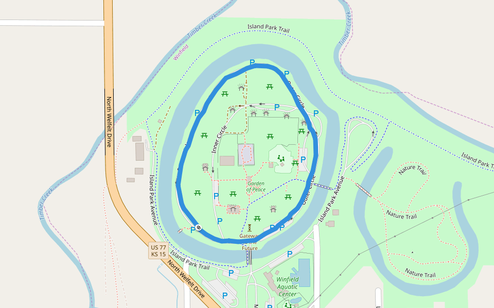 Island Park Walking and Running Winfield, Kansas, USA Pacer