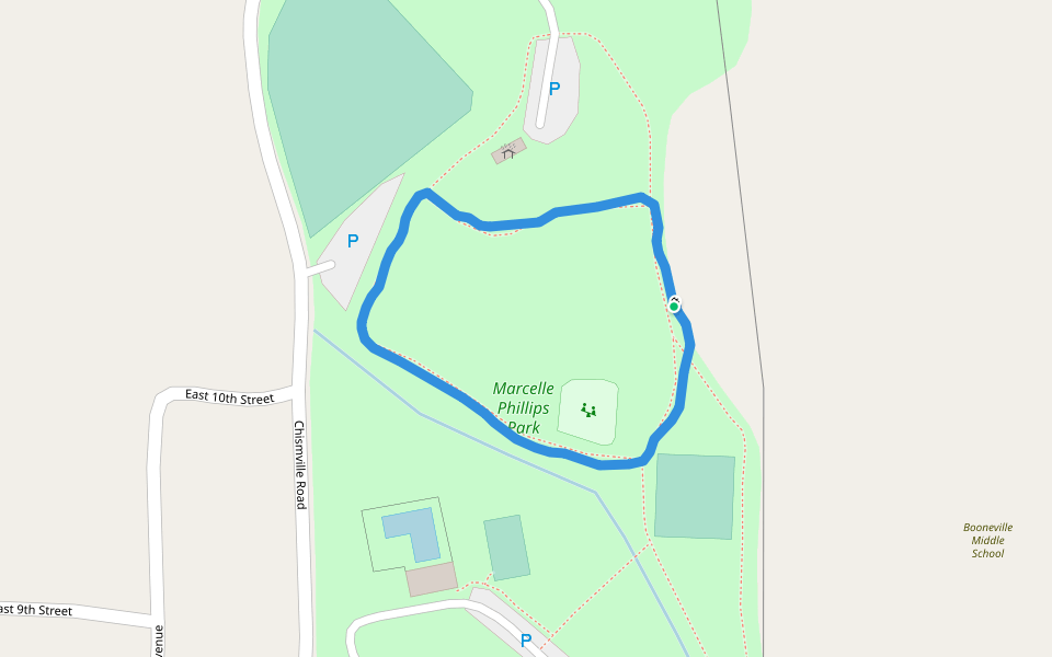 Marcelle Phillips Park walking route map in Booneville