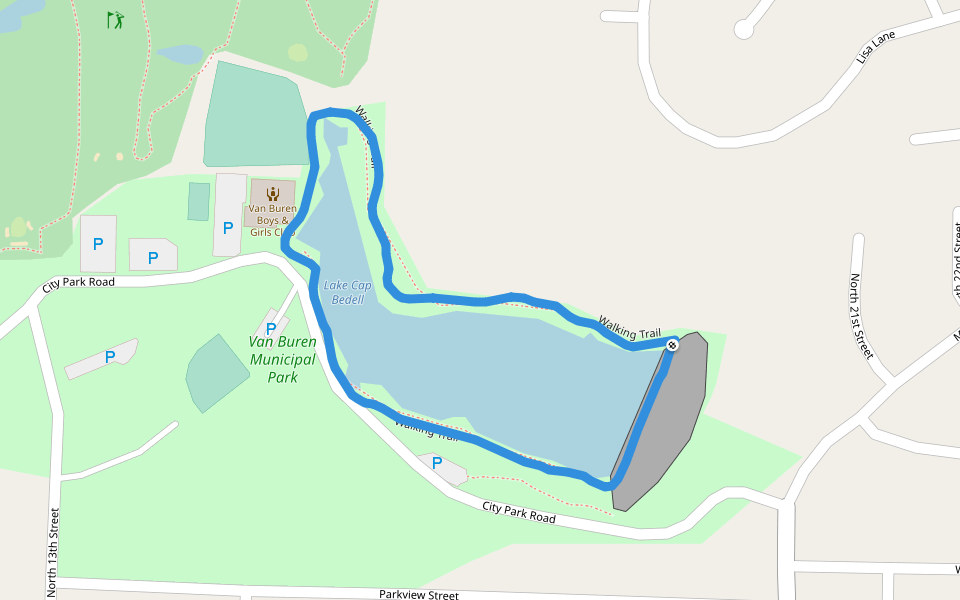 Lake Cap Bedell walking route map in Van Buren