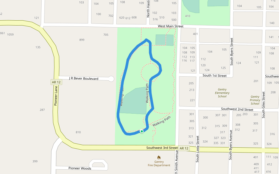 Gentry Park walking route map in Gentry