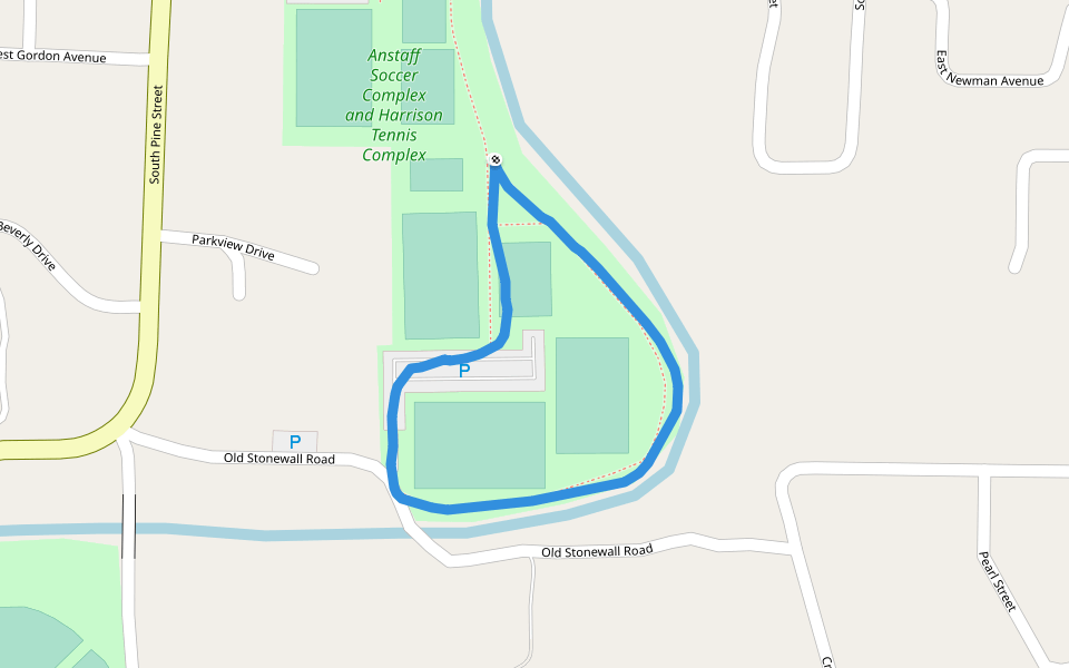 Anstaff Soccer Complex and Harrison Tennis Complex walking route map in Harrison