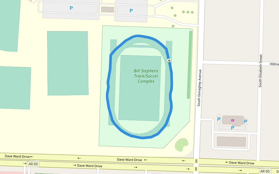 Bill Stephens Track/Soccer Complex walking route map in Conway