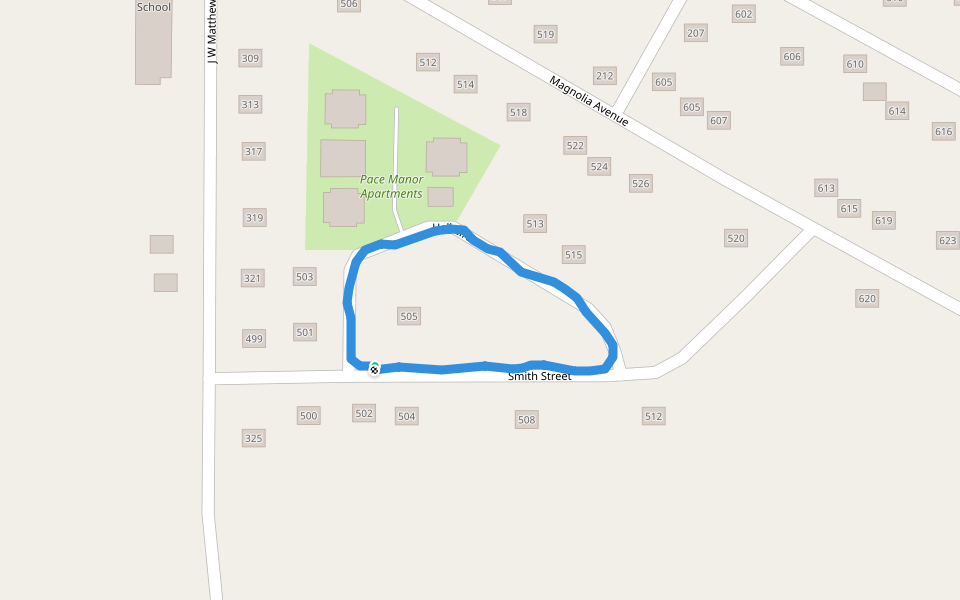 Pace Manor Apartments walking route map in Pace