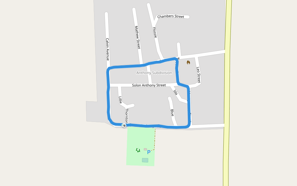 Anthonyville walking route map in Proctor