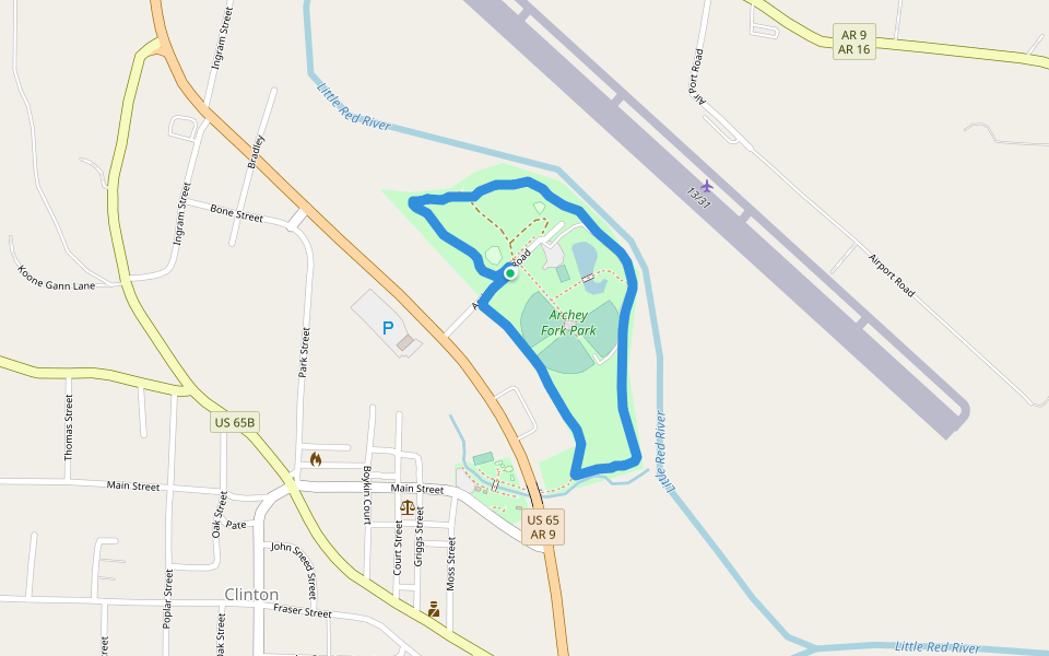 Archey Fork Park walking route map in Clinton