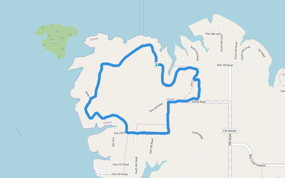 Lake Breeze Road walking route map in Grove
