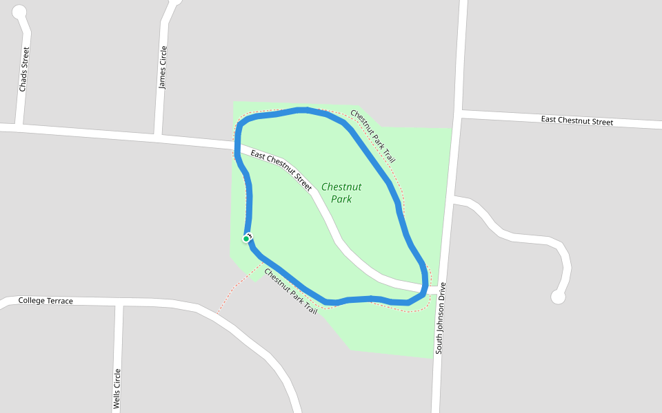 Chestnut Park walking route map in Odessa