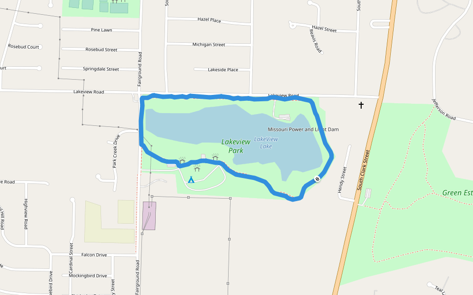 Lakeview Park walking route map in Mexico