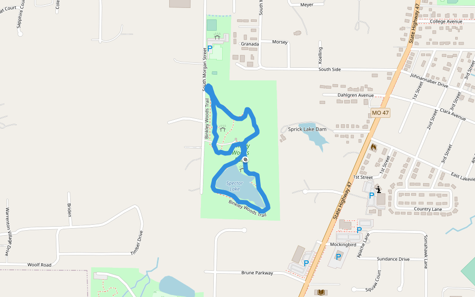 Binkley Woods Park walking route map in Warrenton