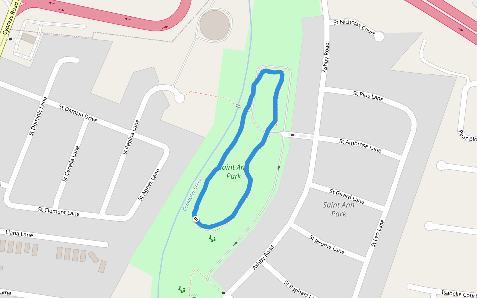 Saint Ann Park walking route map in Saint Ann