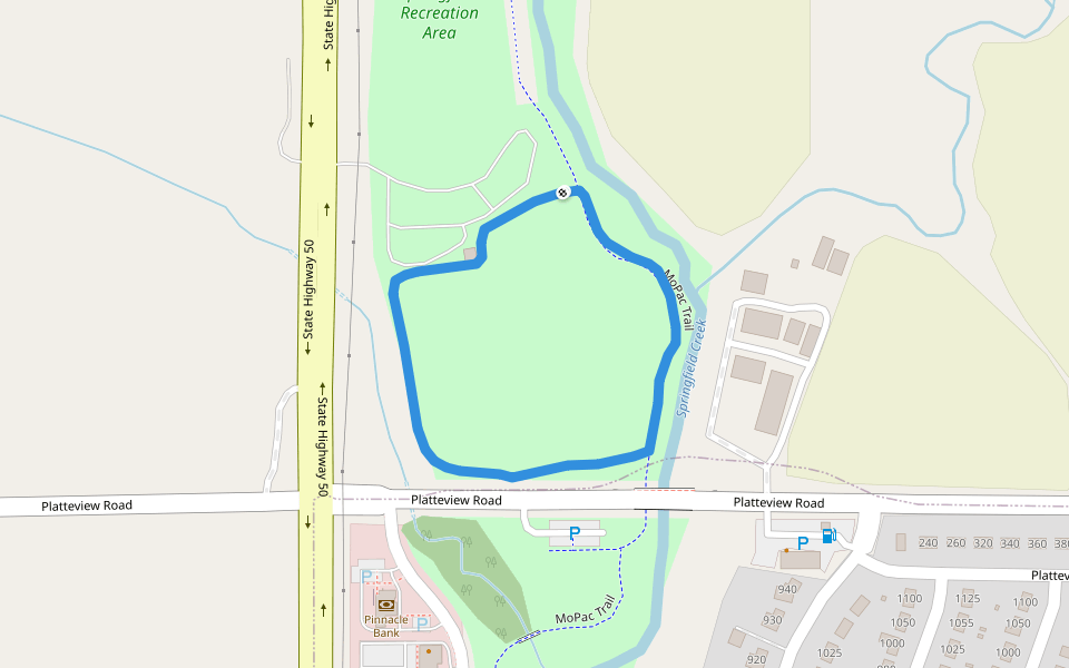 Springfield Recreation Area walking route map in Springfield