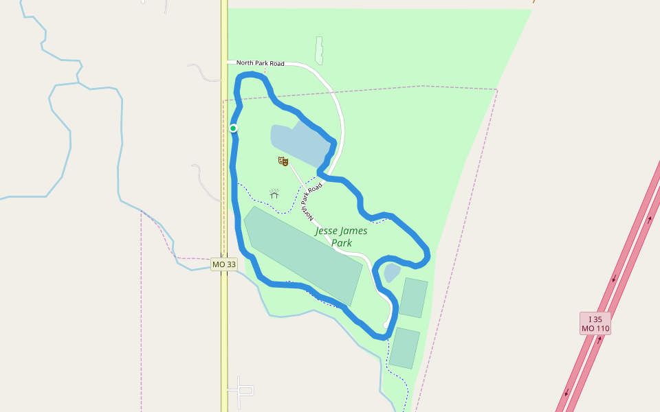 Jesse James Park walking route map in Holt
