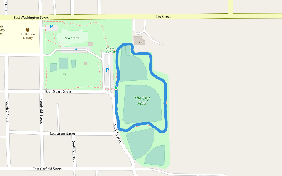 The City Park walking route map in Clarinda