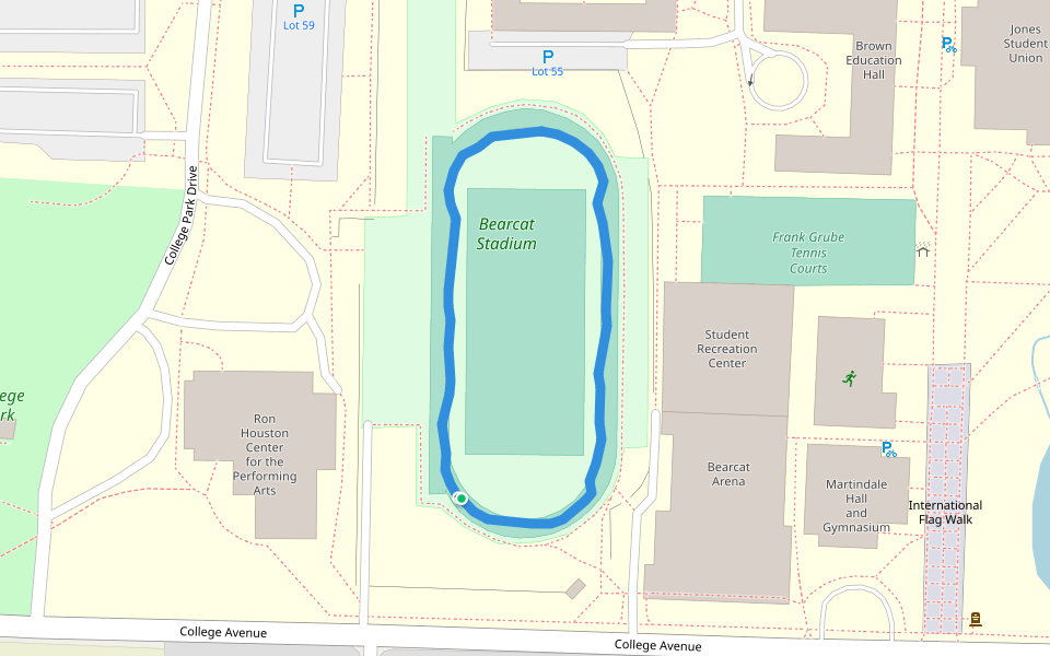 Bearcat Stadium walking route map in Maryville