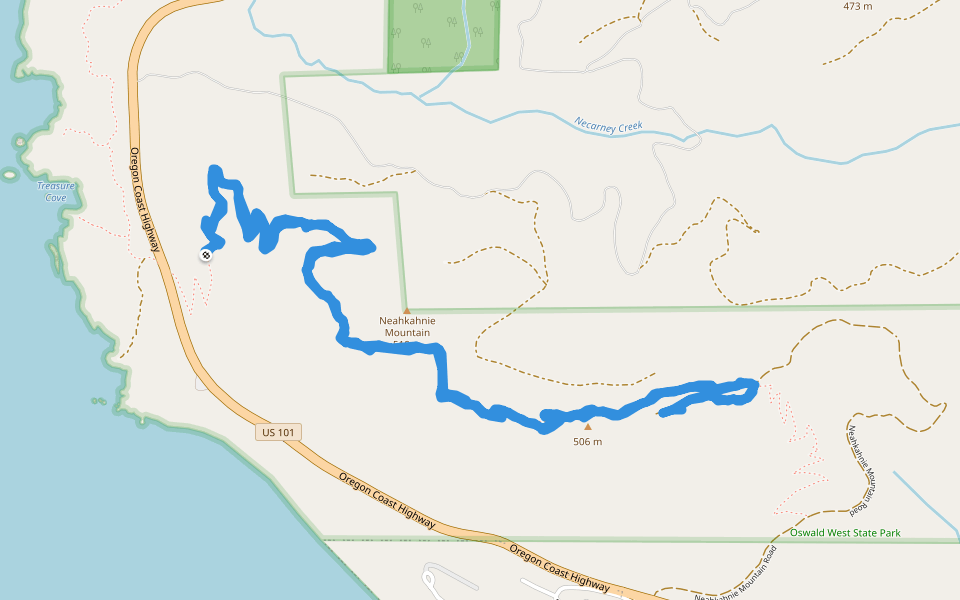 Oswald West State Park - North Neah-Kah-Nie Mountain Trail walking route map in Nehalem