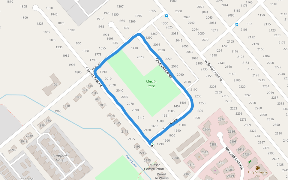 Martin Park walking route map in Courtenay