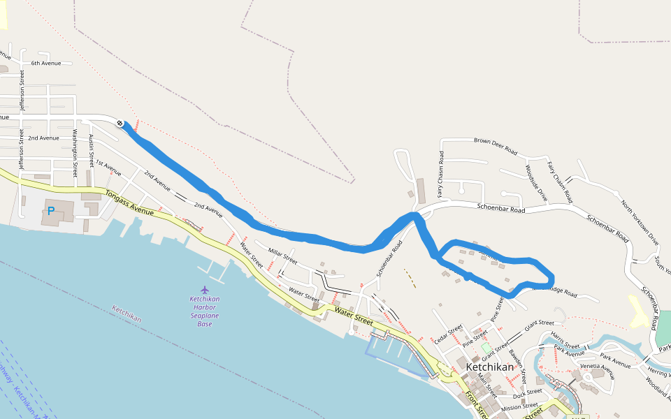 3rd Avenue walking route map in Ketchikan