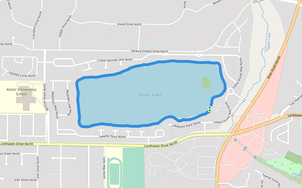 Staats Lake walking route map in Keizer