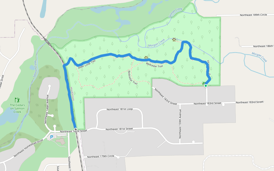 Salmon-Morgan Creeks Natural Area - Alder Loop Trail walking route map in Brush Prairie