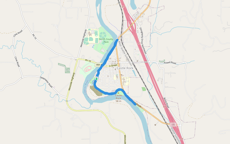 Riverfront Trail walking route map in Castle Rock