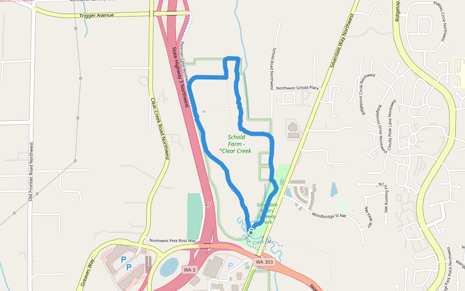 Schold Farm - Clear Creek walking route map in Silverdale