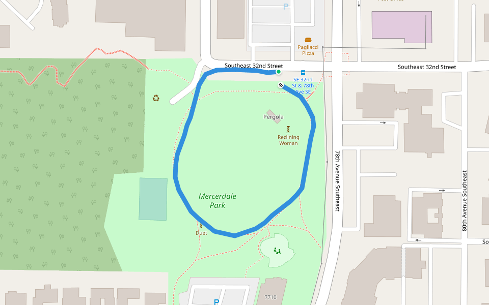 Mercerdale Park walking route map in Mercer Island