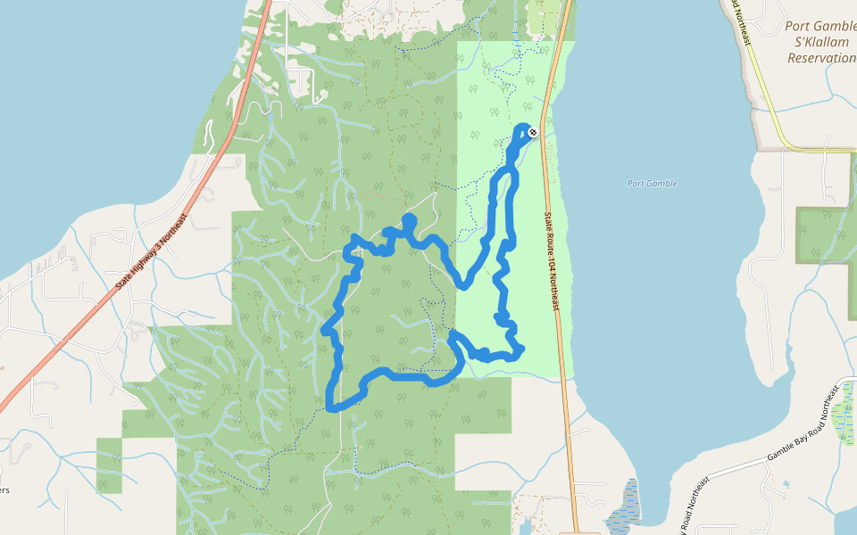 Forbidden Forest walking route map in Poulsbo