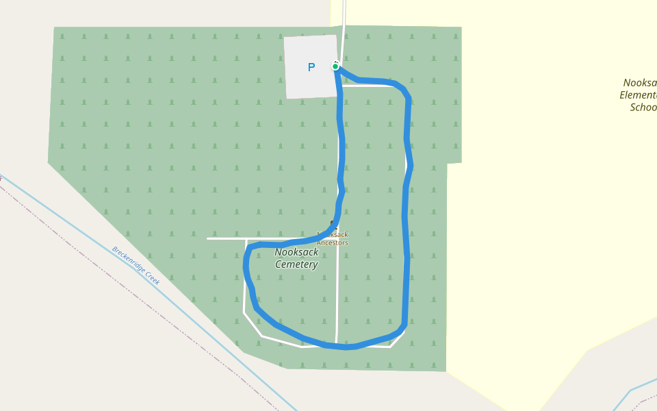 Nooksack Cemetery walking route map in Everson