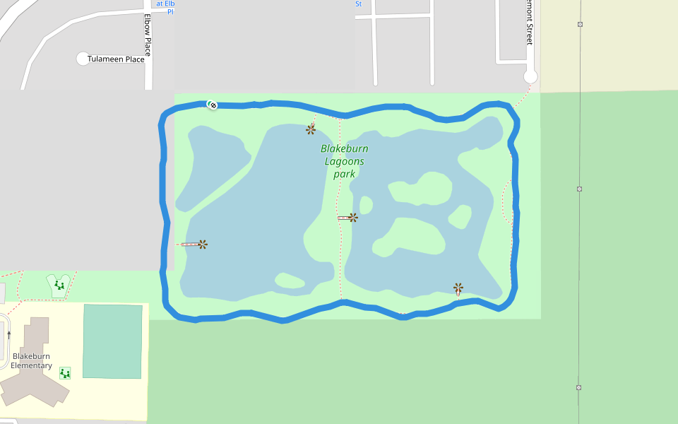 Blakeburn Lagoons park walking route map in Port Coquitlam