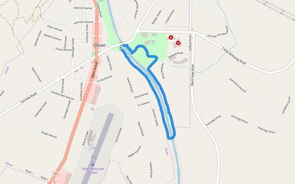 International Hike & Bike Trail walking route map in Oliver
