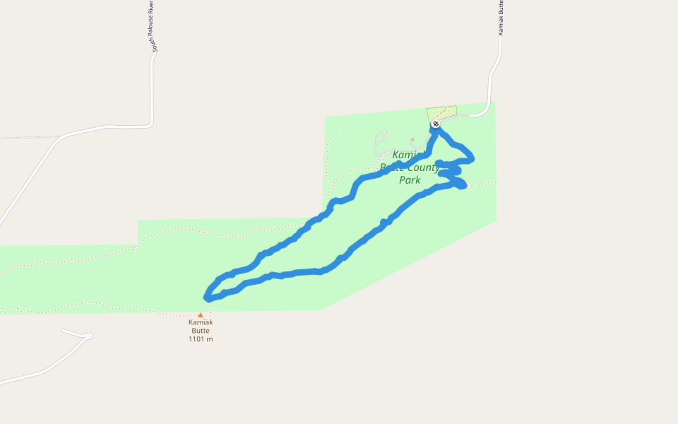 Kamiak Butte County Park walking route map in Palouse