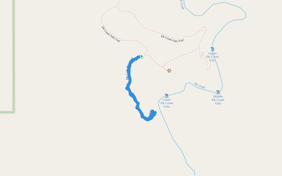 Elk Creek Falls Trail walking route map in Elk River