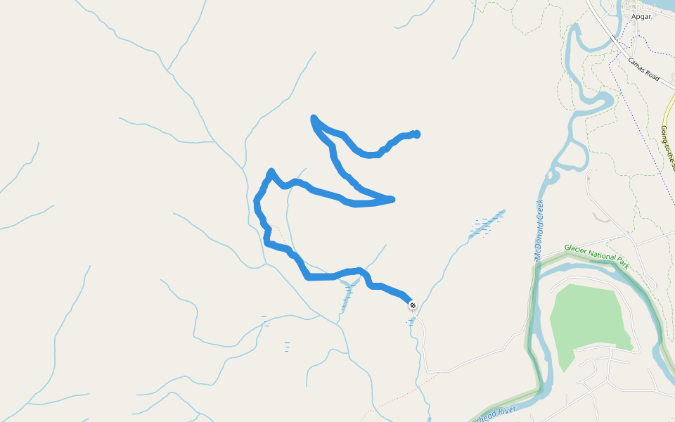 Apgar Lookout walking route map in Columbia Falls