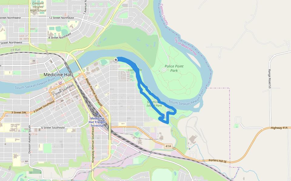 Lions Park Walking and Running Medicine Hat, Alberta, Canada Pacer