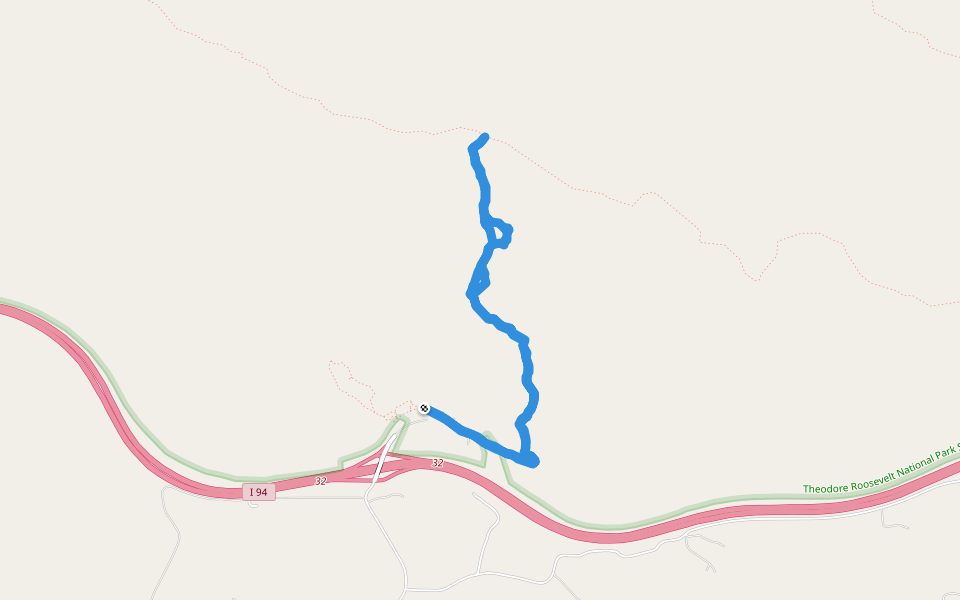 Painted Canyon Trail walking route map in Belfield