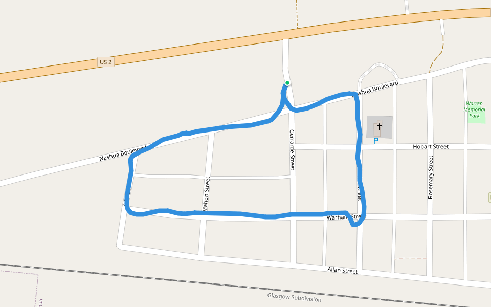 Gerrarde Street walking route map in Nashua